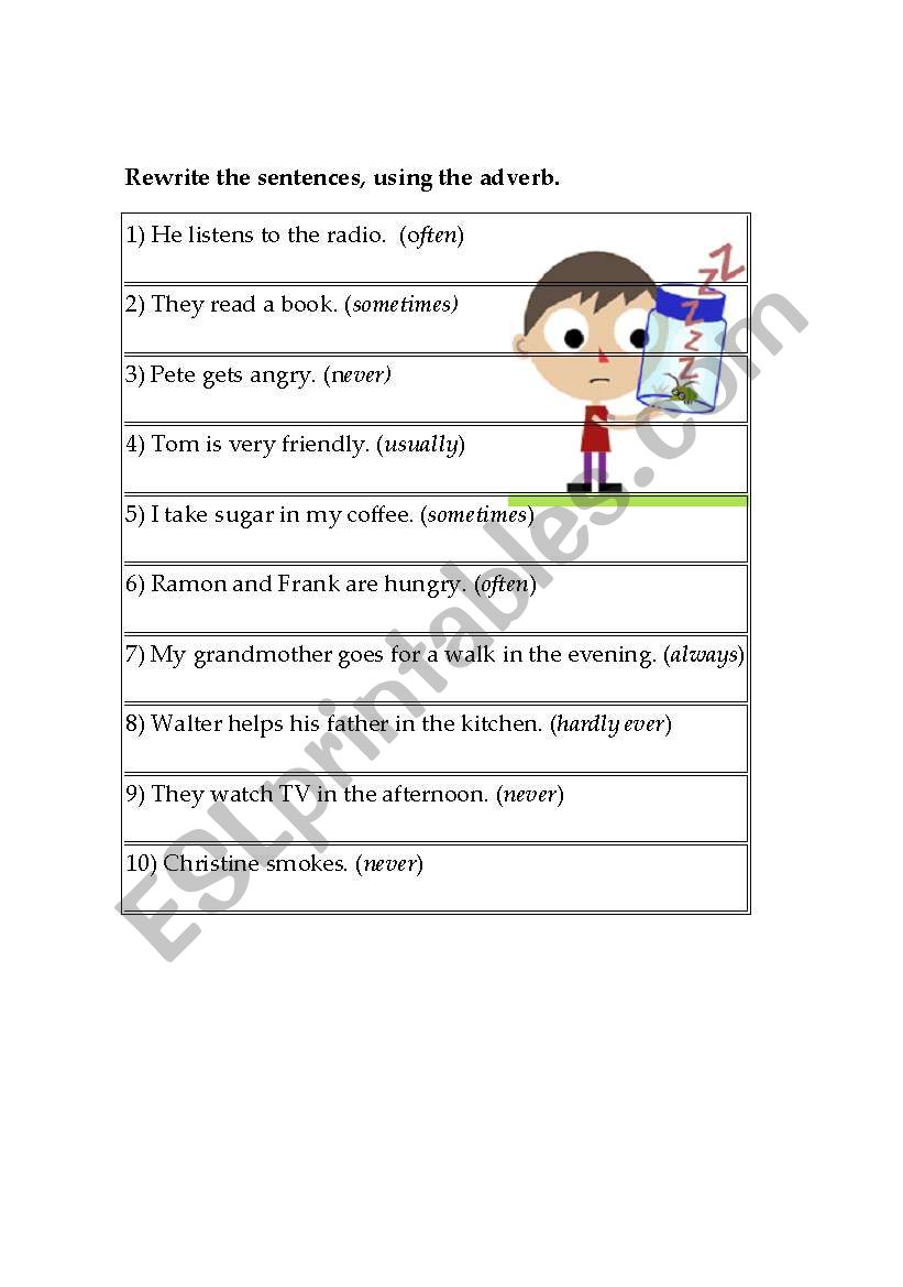 Adverbs worksheet