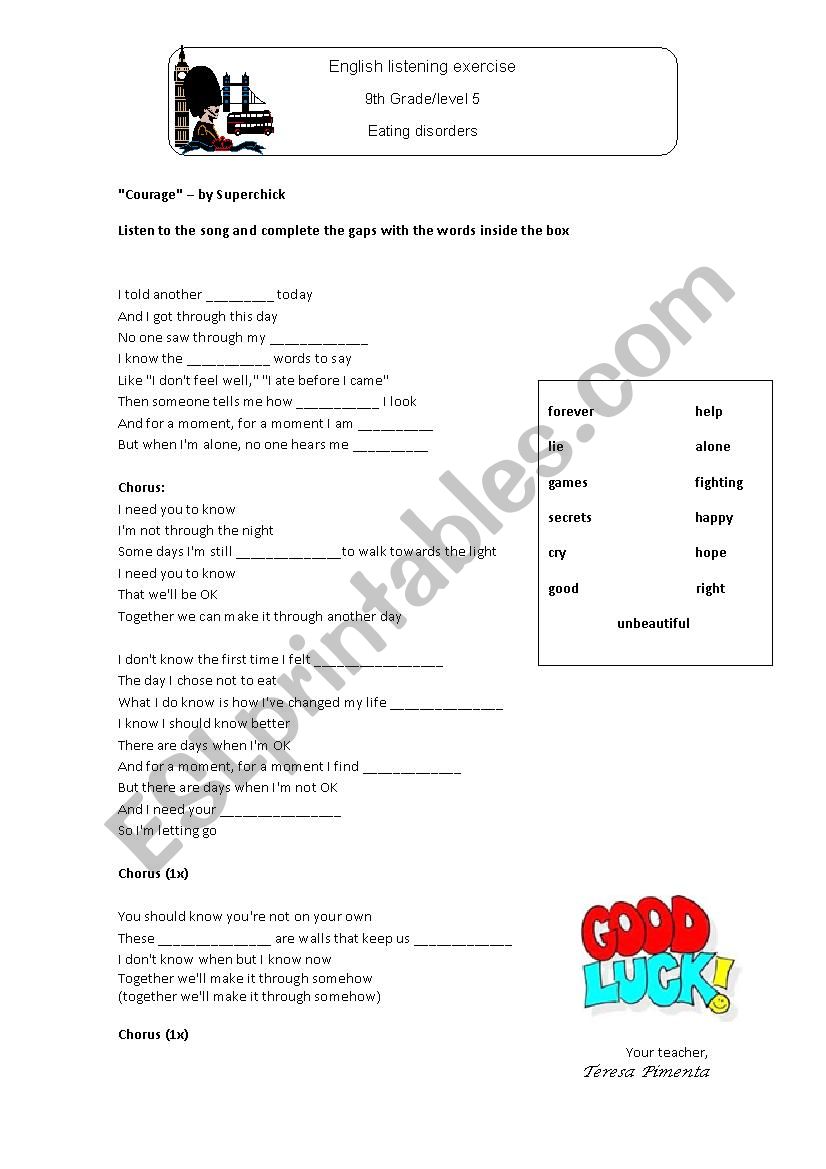 song activity - eating disorders