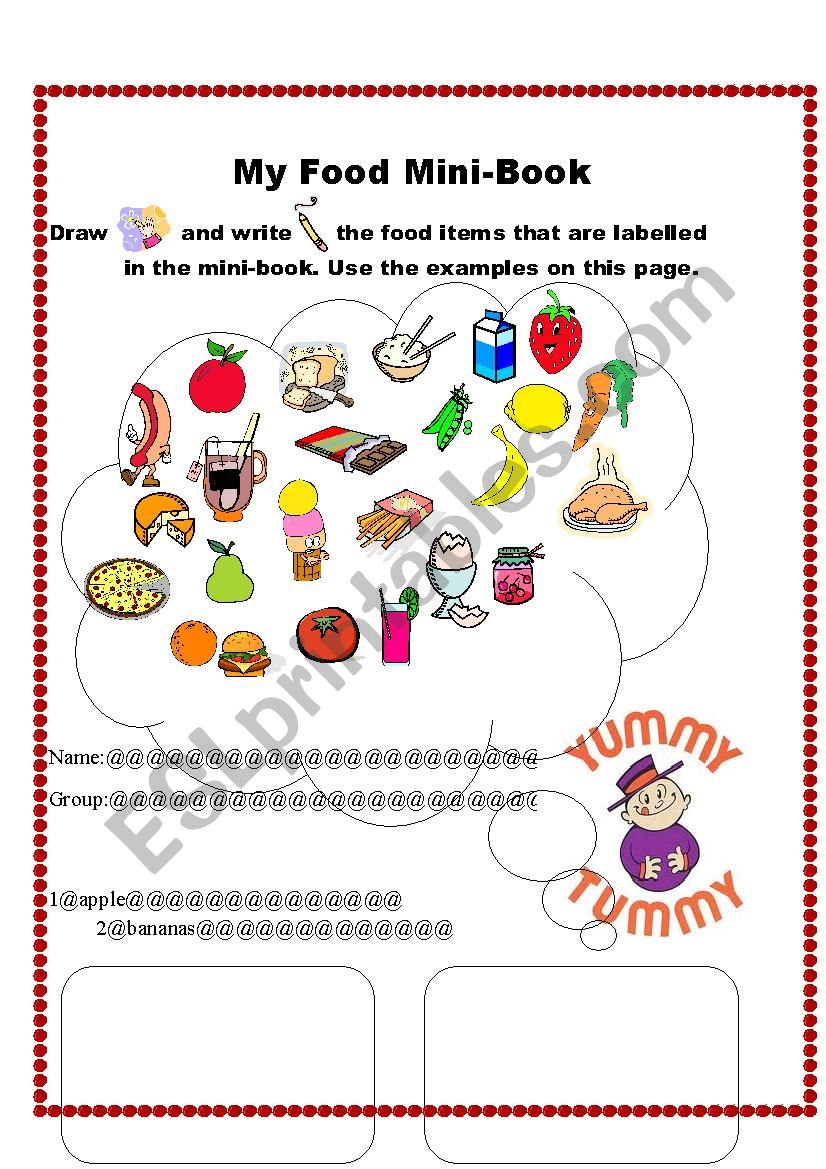 My Food Mini-book worksheet