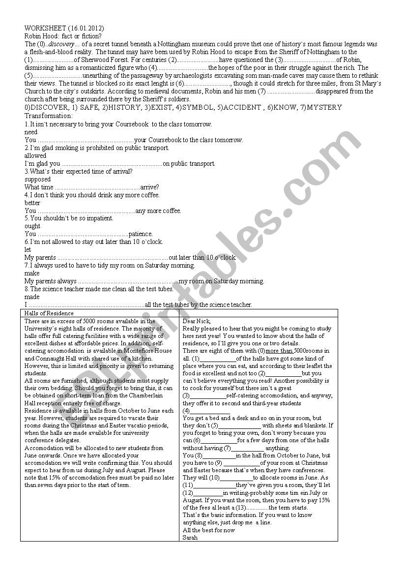 Grammar worksheet