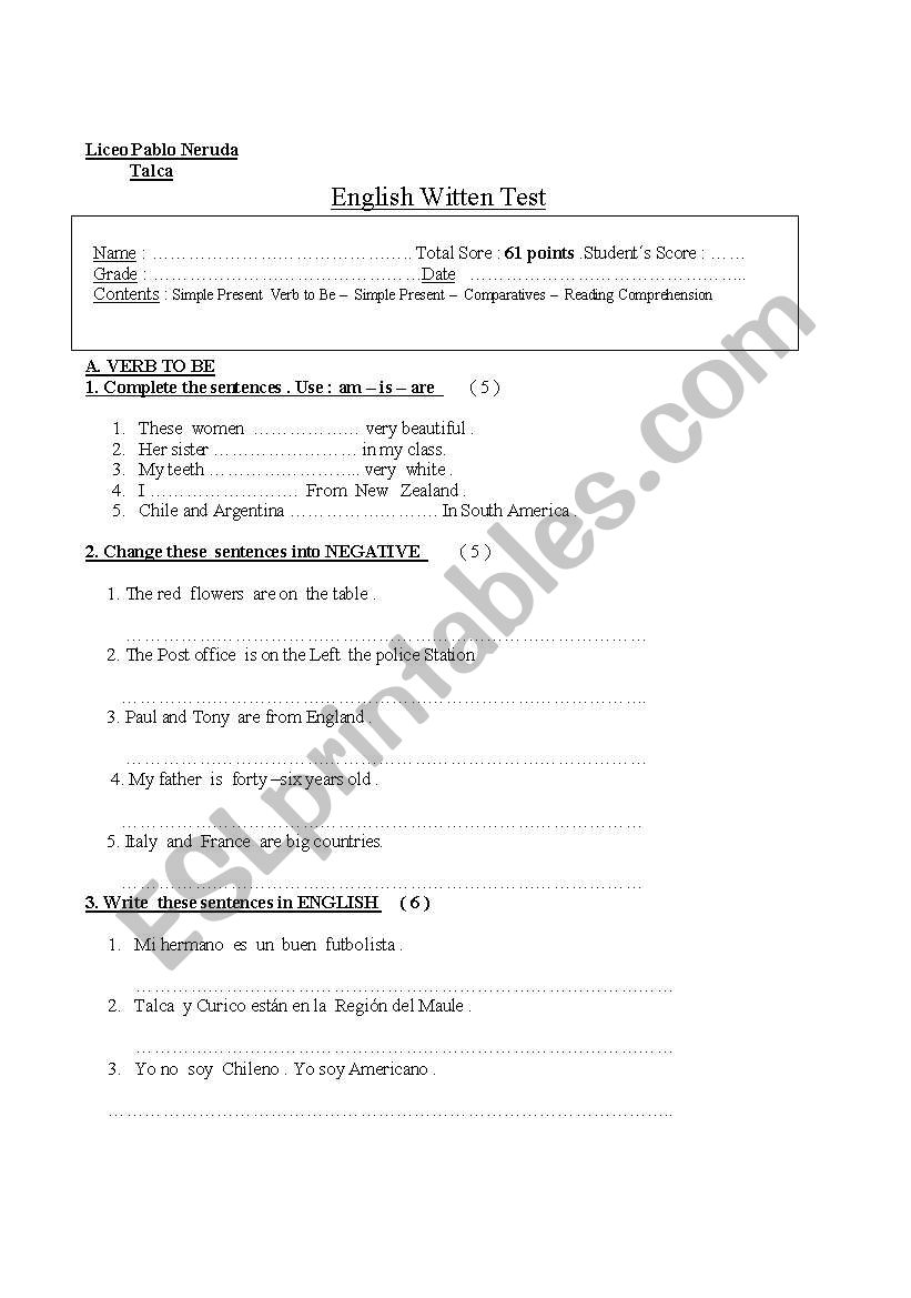 grammar worksheet