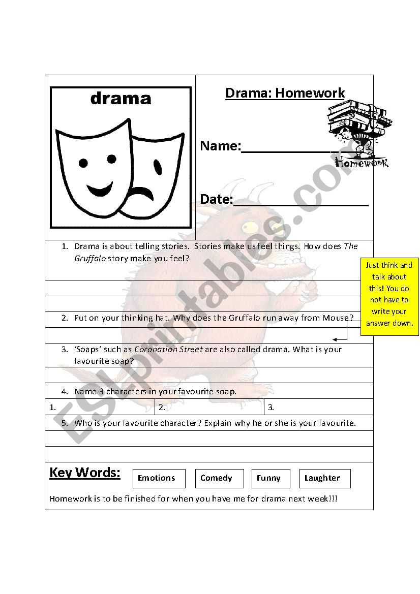 The Gruffalo worksheet worksheet