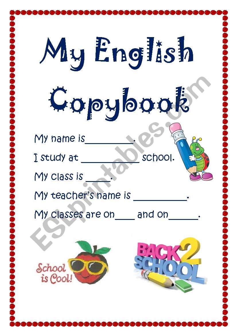 First Page for StudentÂ´s copybook.