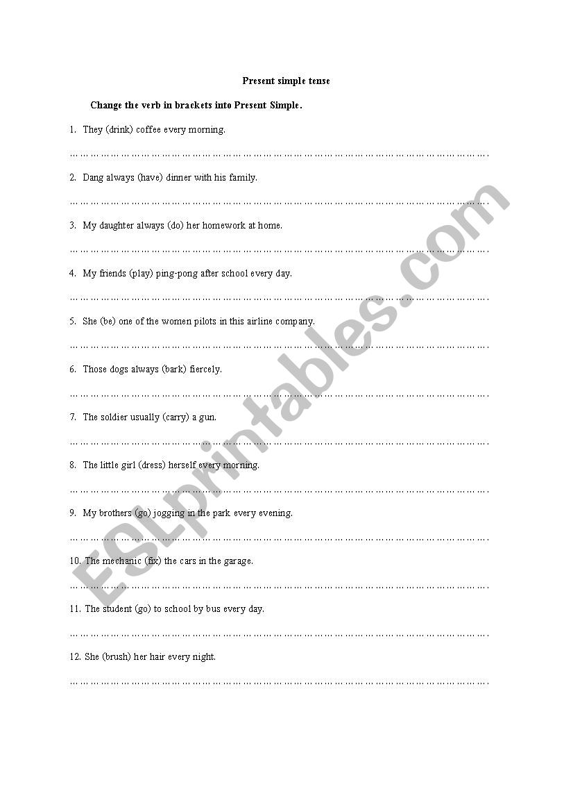 present simple tense worksheet