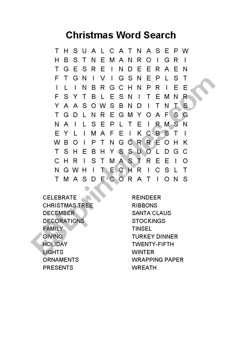 chrismass day worksheet