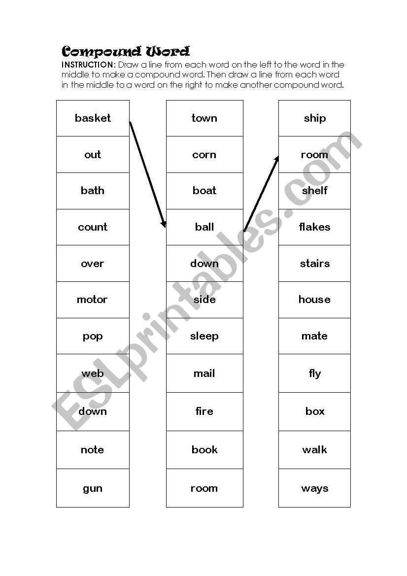 Compound Word Match worksheet