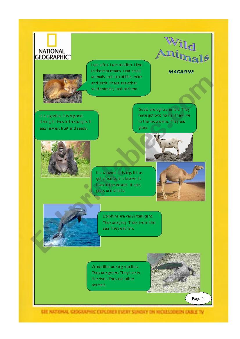 Wild Animlas worksheet