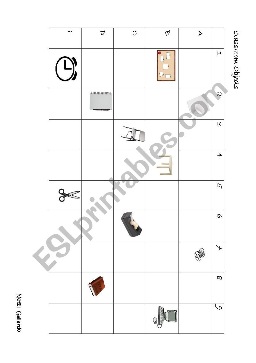 Classroom objects worksheet