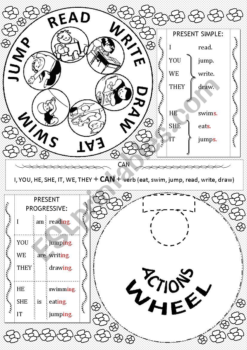 VERB TENSES-VERB WHEEL worksheet