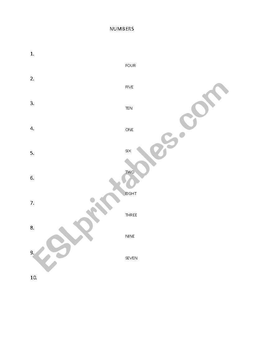 Make a choice - Numbers worksheet