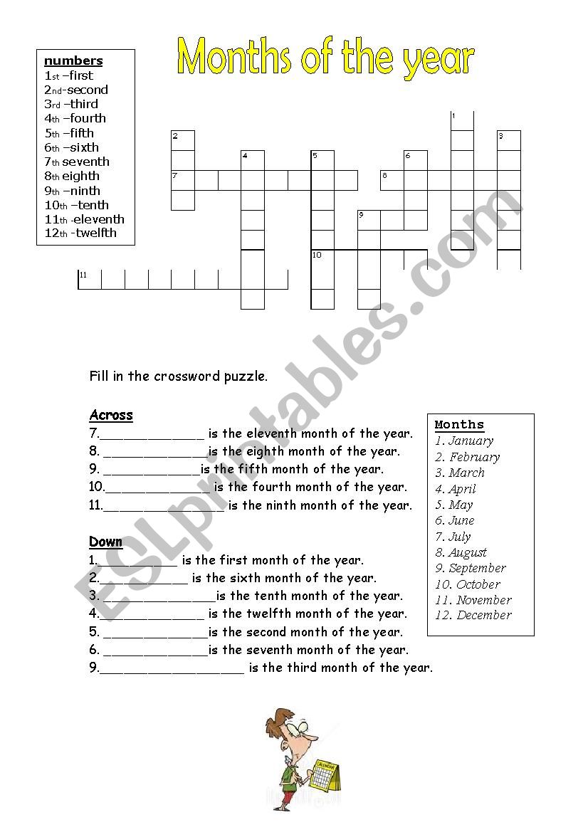 Months worksheet