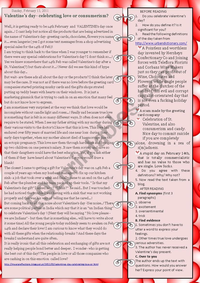 SAINT VALENTINEÂ´S DAY & CONSUMERISM