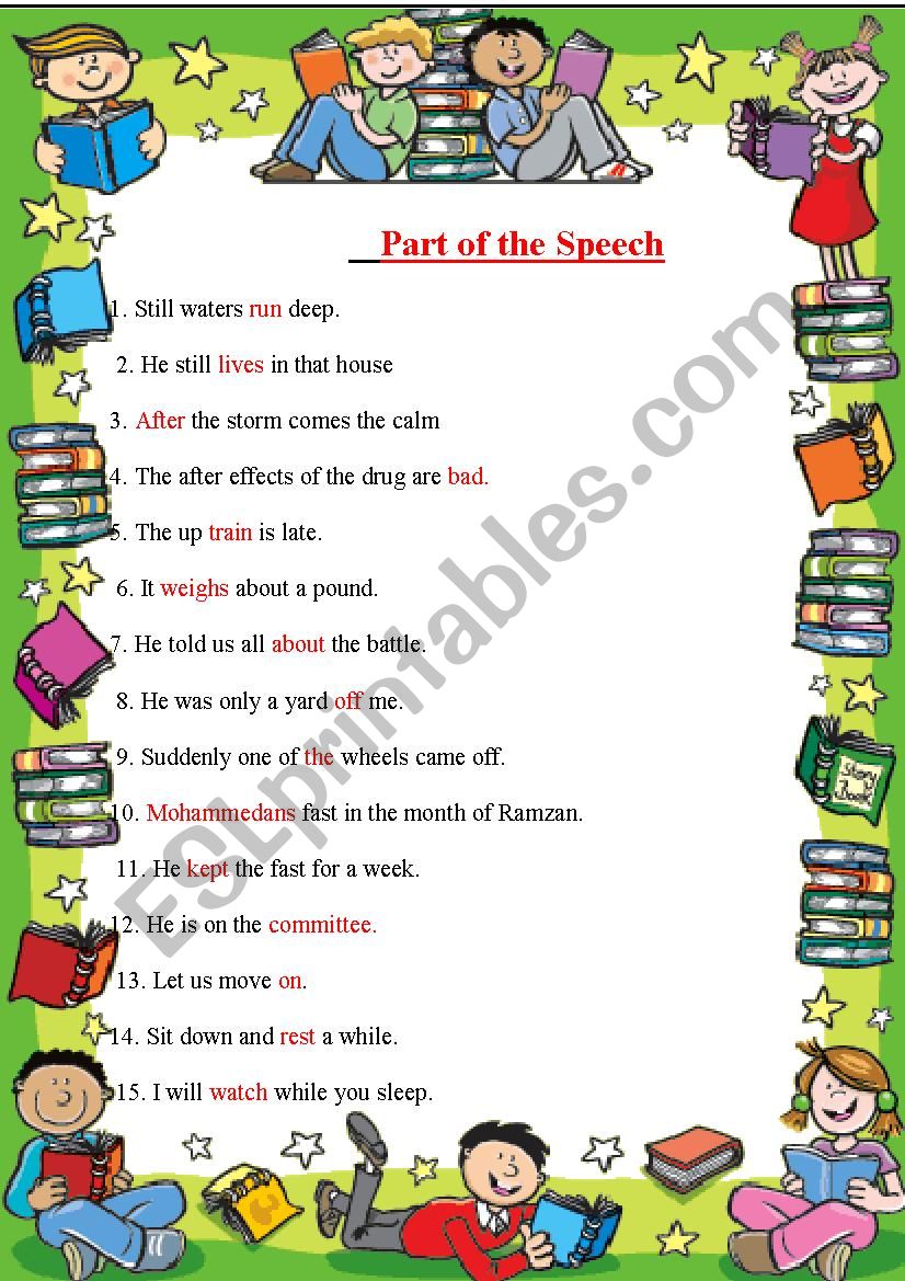 Identify the part of the speech