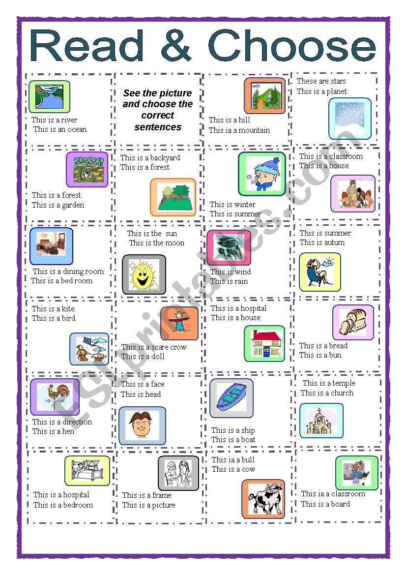 See ,Read and Choose. worksheet