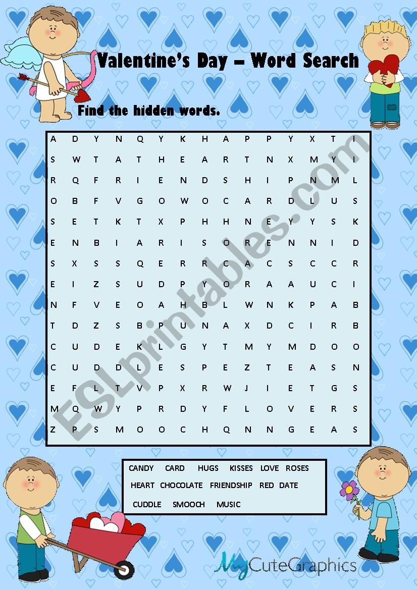 VALENTINES DAY - WORD SEARCH 2 + KEY