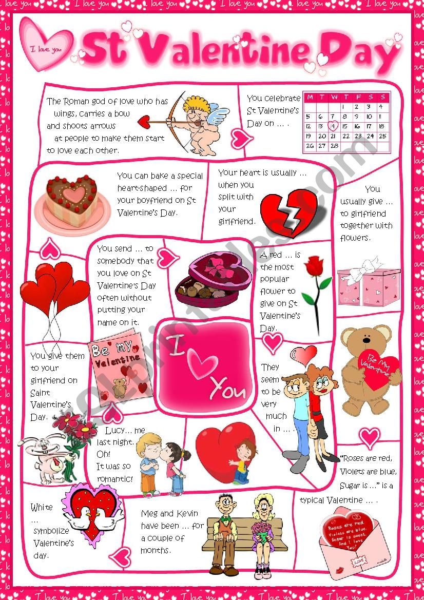 St ValentineÂ´s Day - board game - ESL worksheet by mada_1