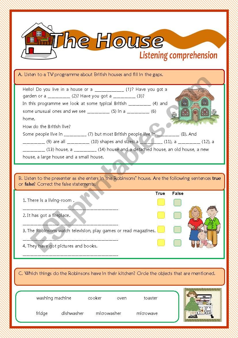 The house - listening worksheet