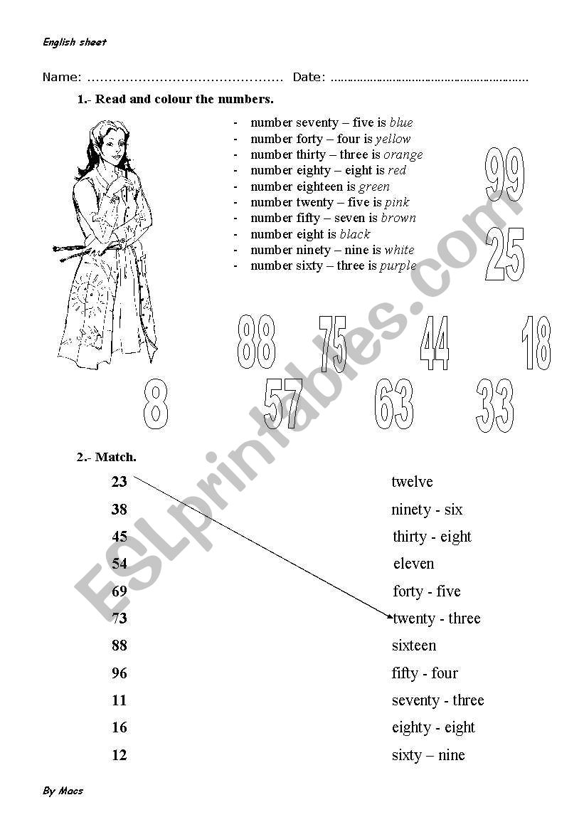 NUMBERS worksheet