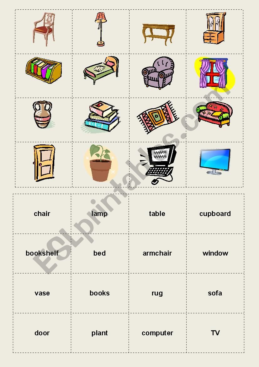 furniture worksheet