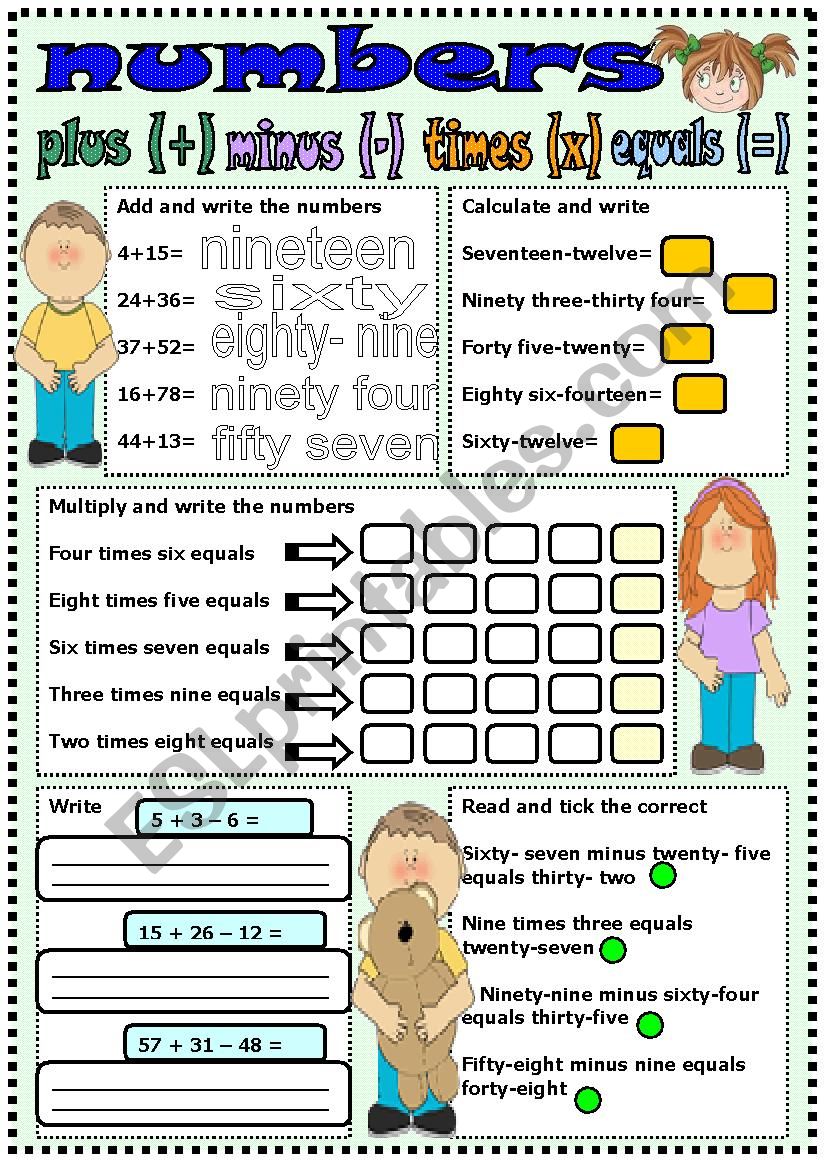 Free Esl Numbers Worksheets