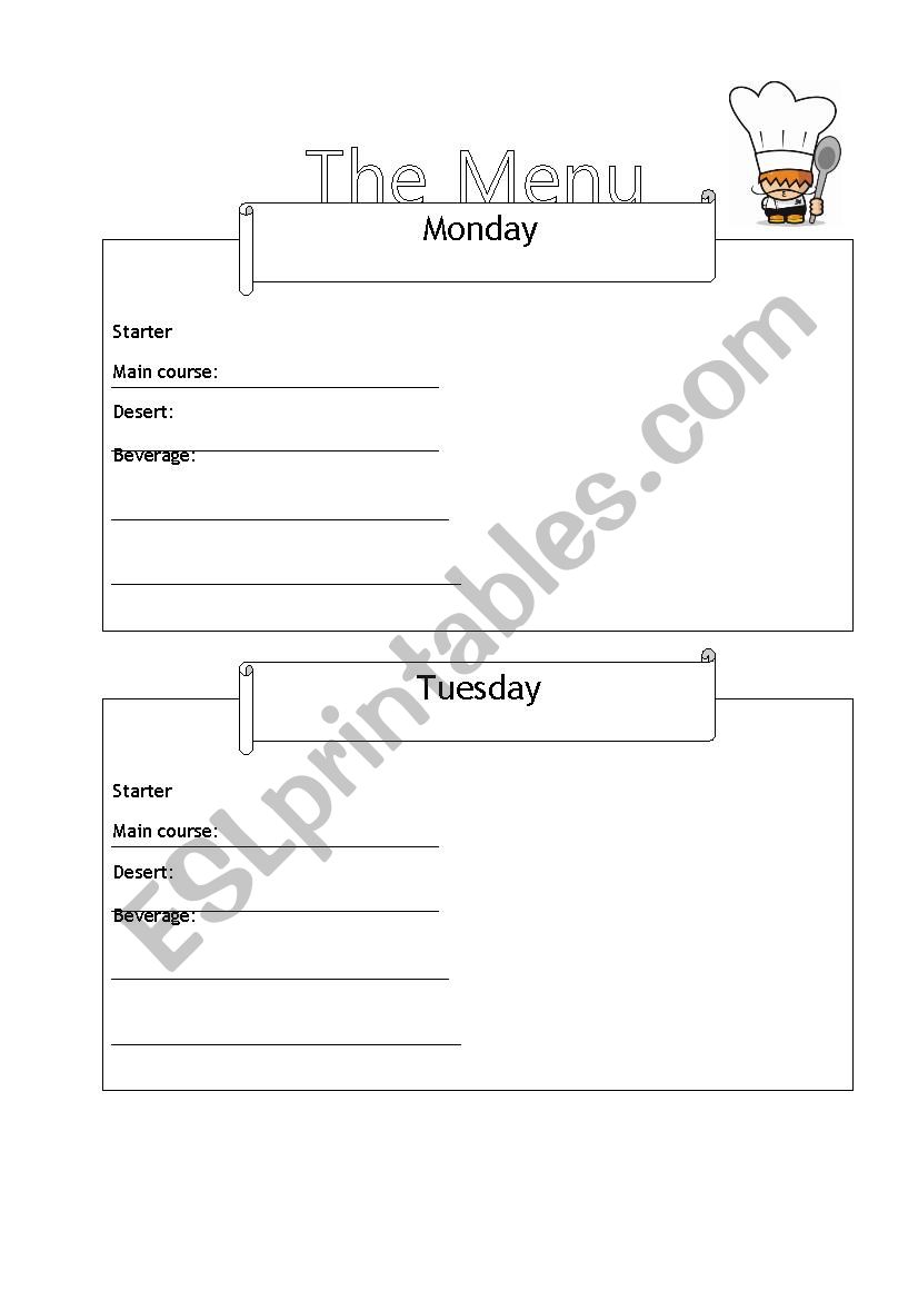 The Menu worksheet