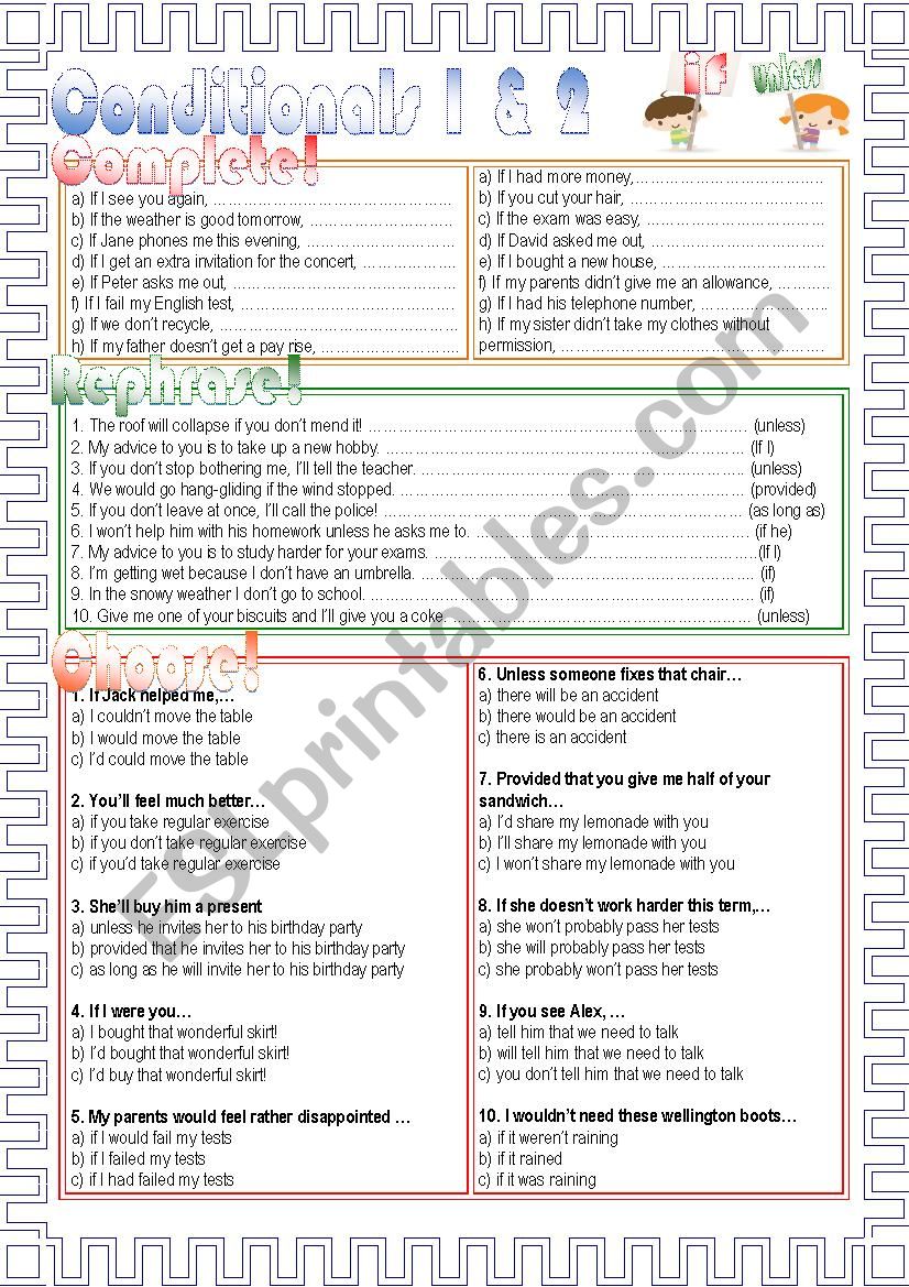 Conditionals 1 & 2 worksheet