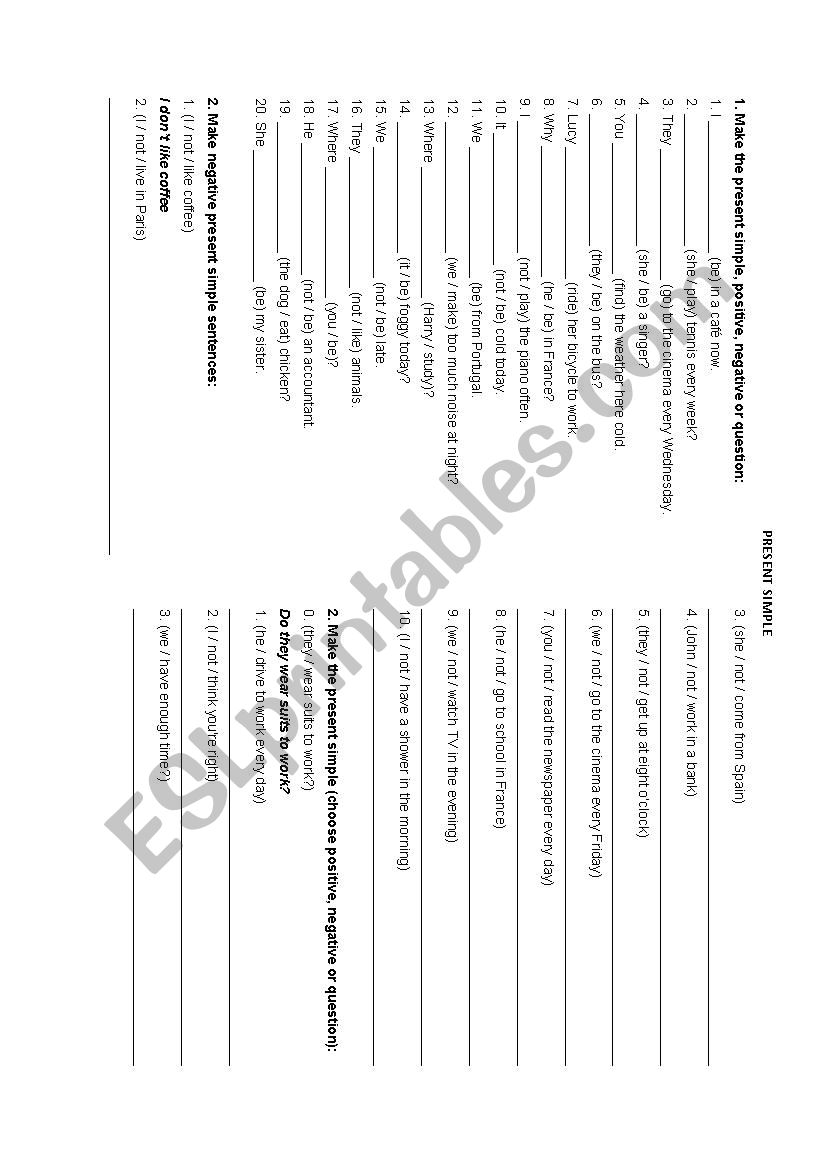 Present Simple Exercises worksheet