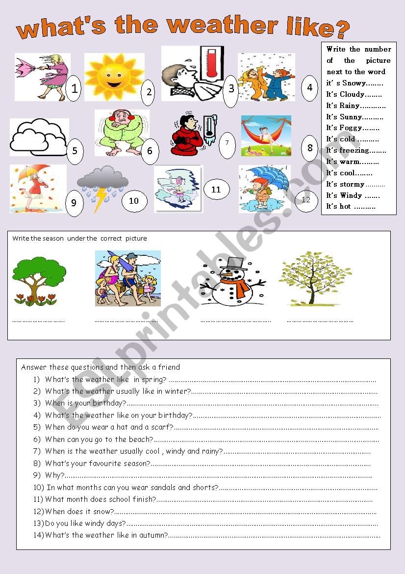 whats the weather like? worksheet