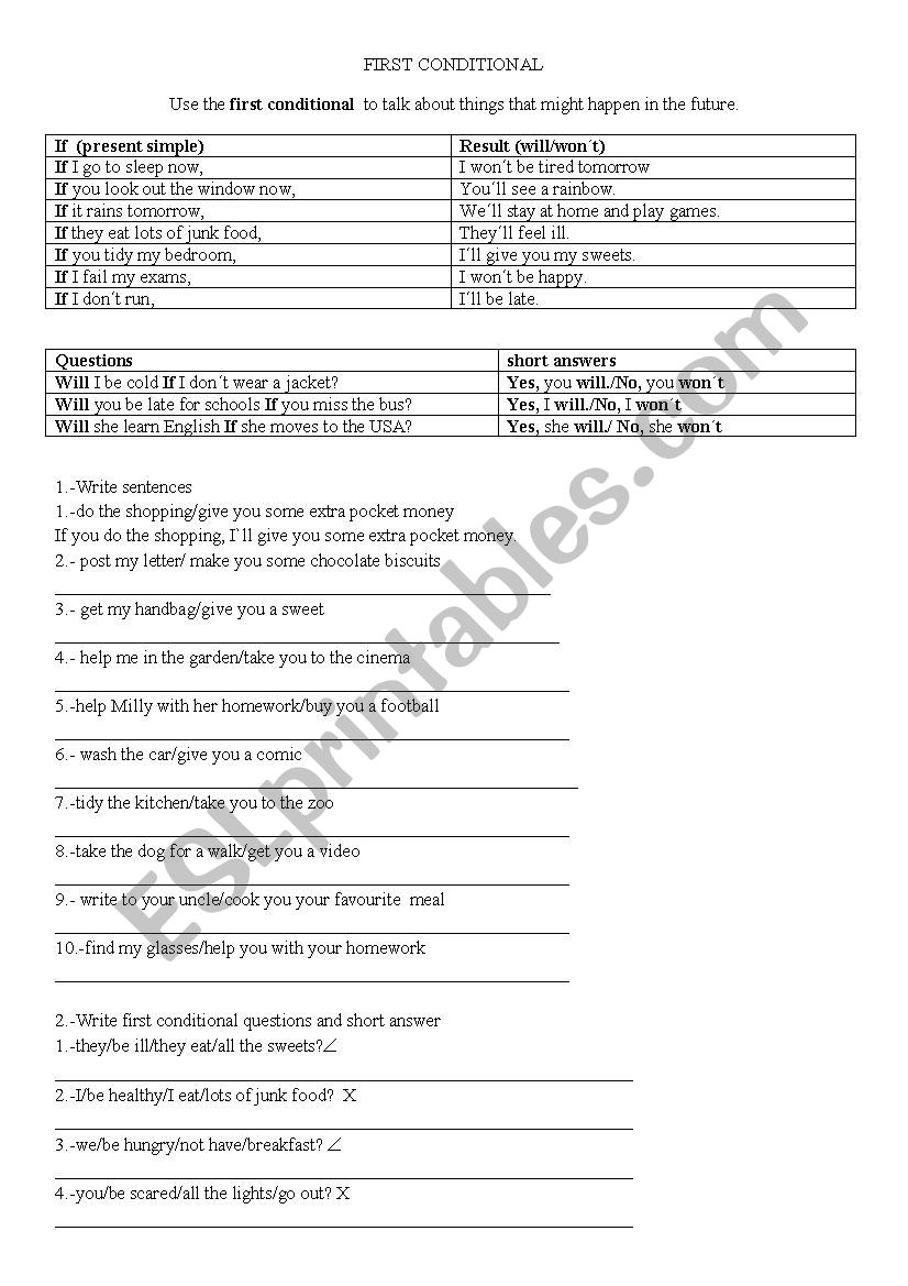 FIRST CONDITIONAL worksheet