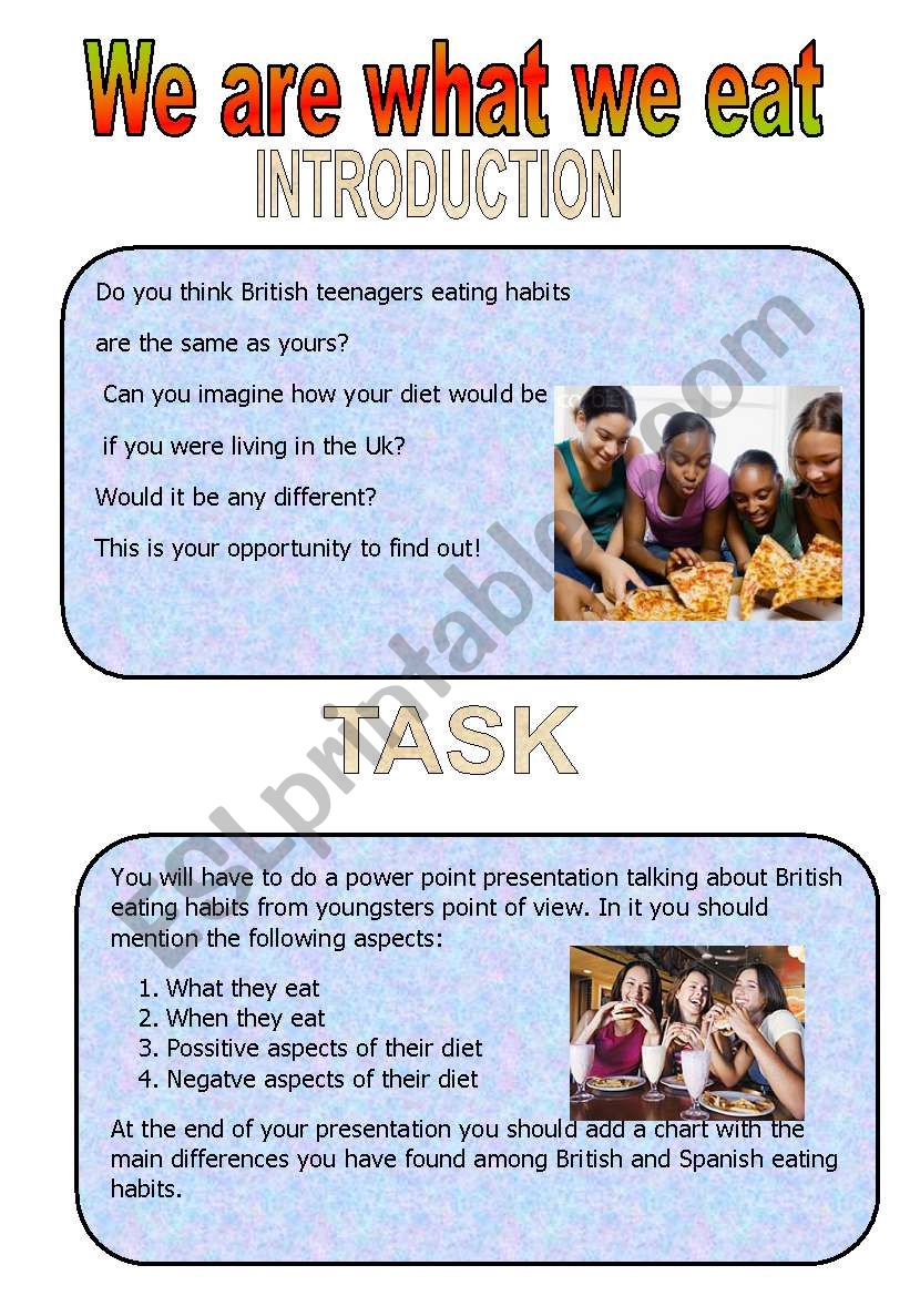 We are what we eat worksheet