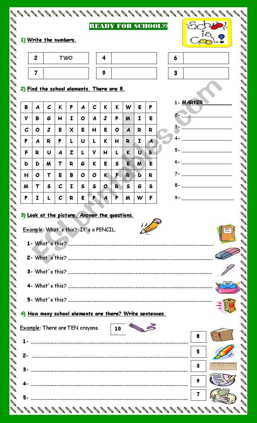 ARE YOU READY FOR SCHOOL?? worksheet