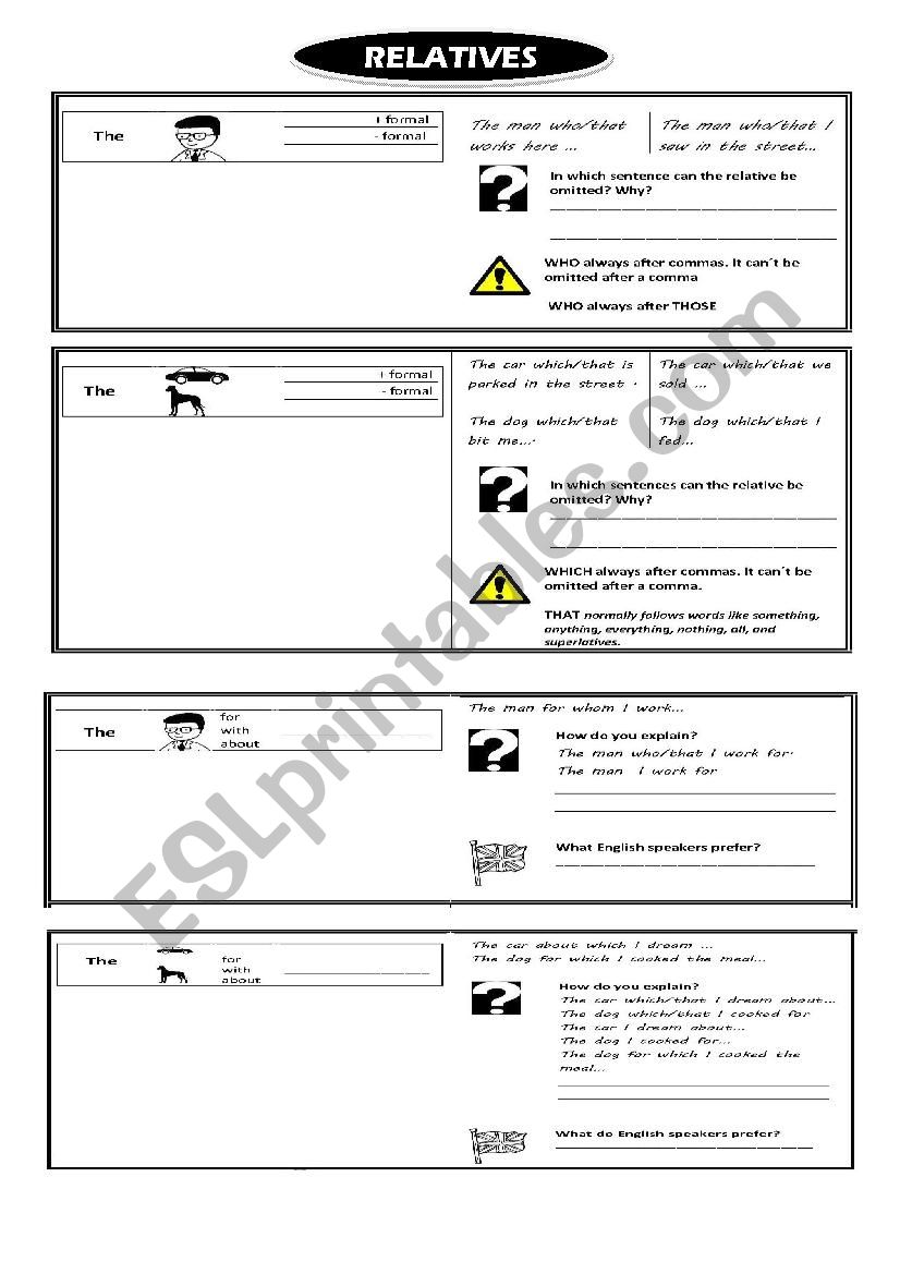 RELATIVES STUDY  GUIDE worksheet