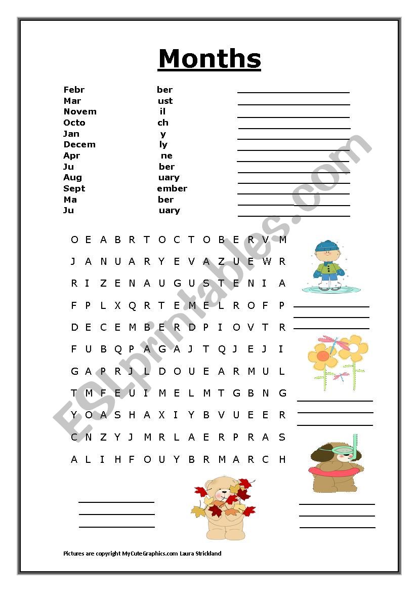 Months Practice Exercises  worksheet