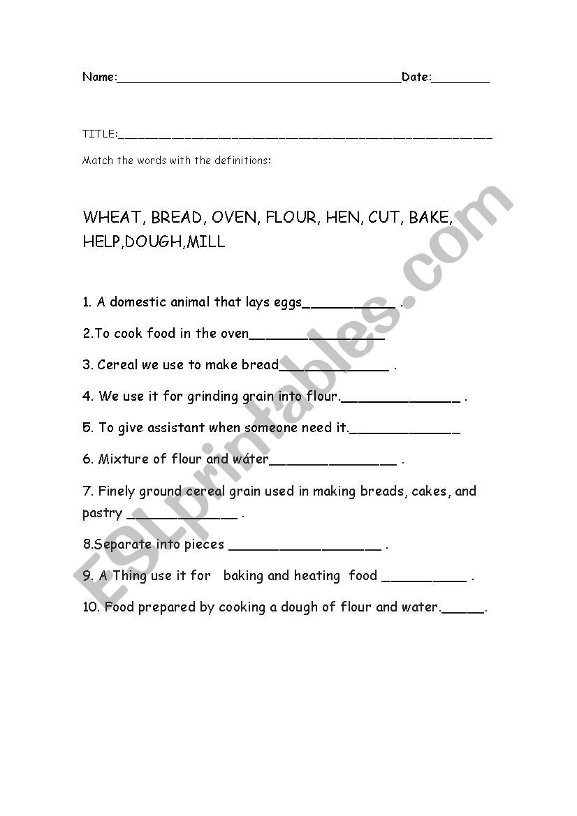 Little Red Hen worksheet