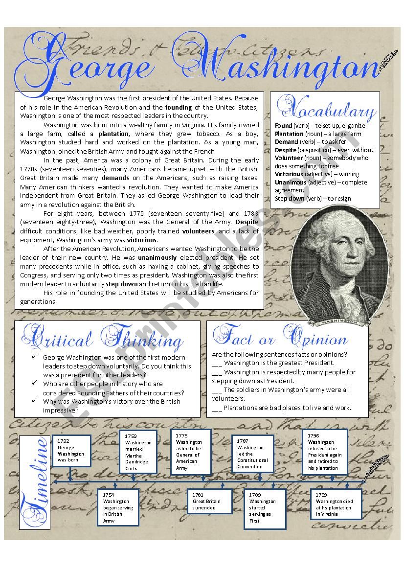 PresidentÂ´s Day: George Washington Reading