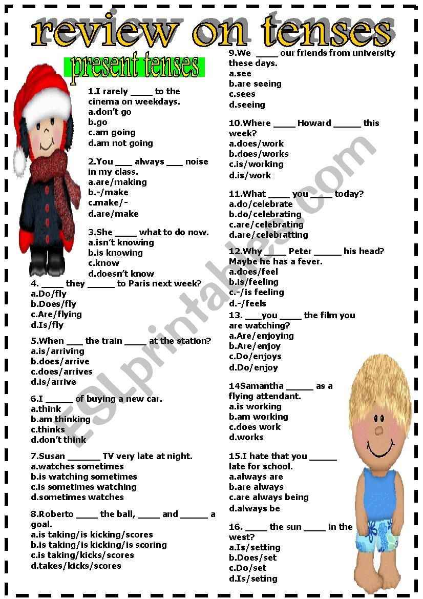 review on tenses worksheet