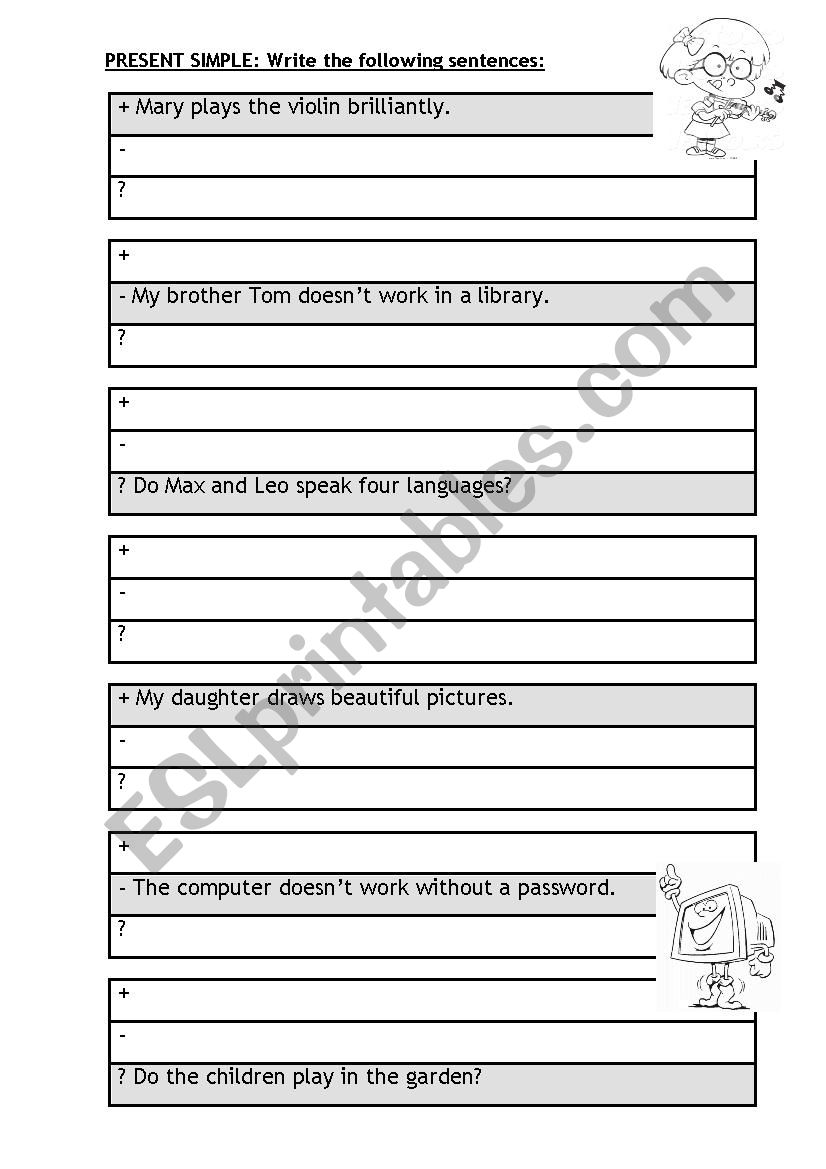 Present Simple practise worksheet