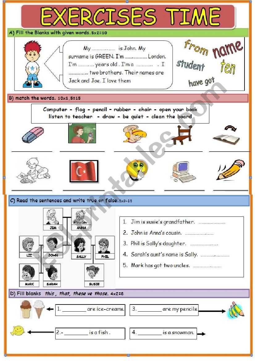 fourth grade test TWO PAGES worksheet