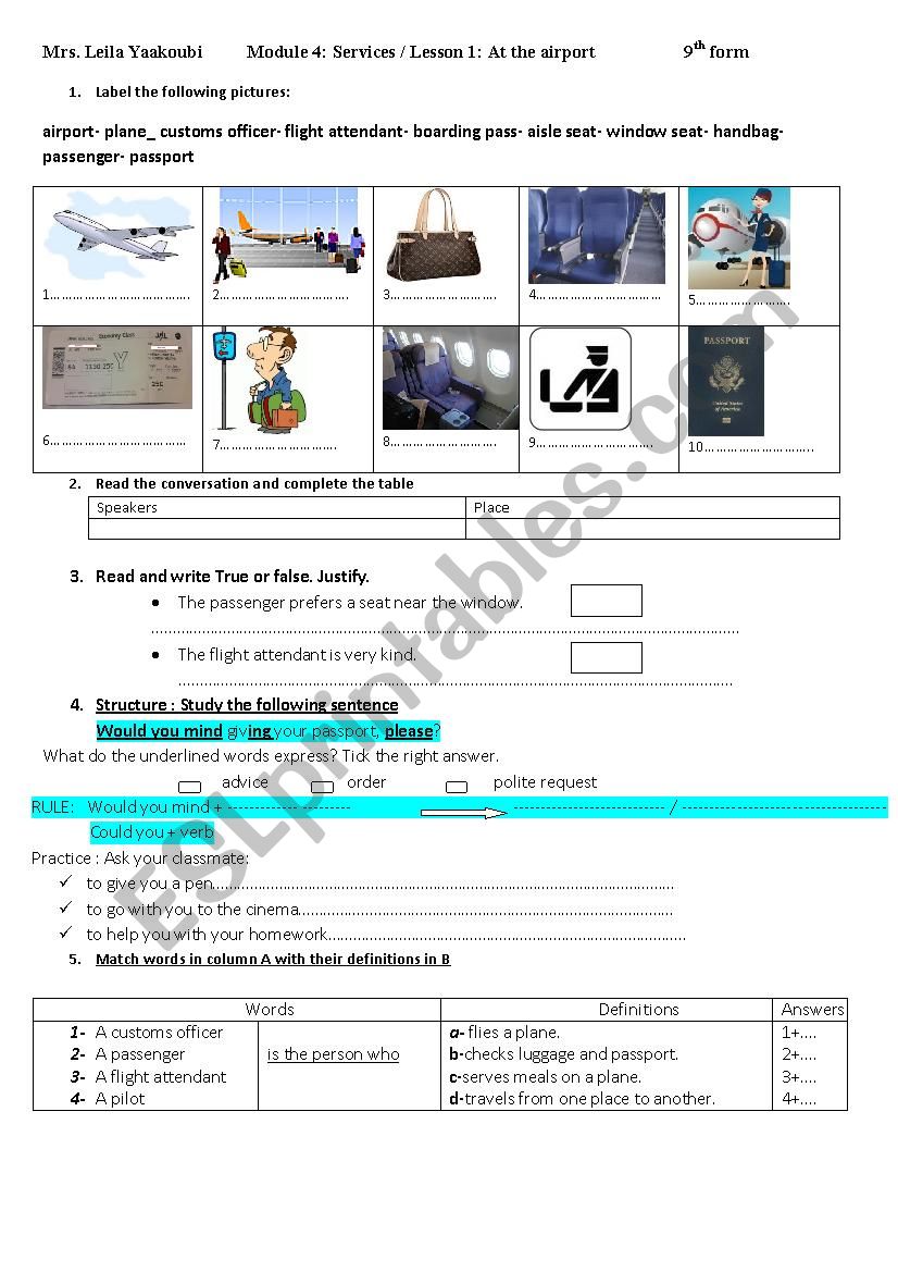  module 4: at the airport ( 9th form)