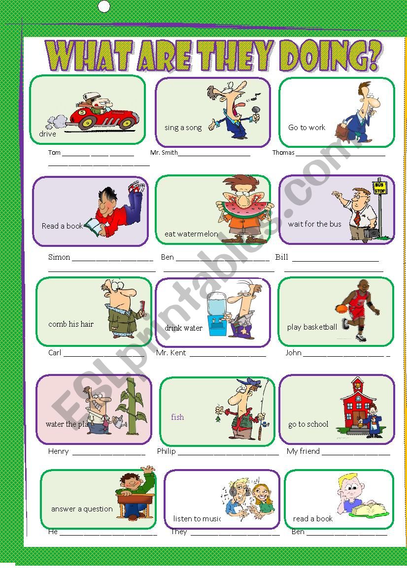 Present continuous worksheet