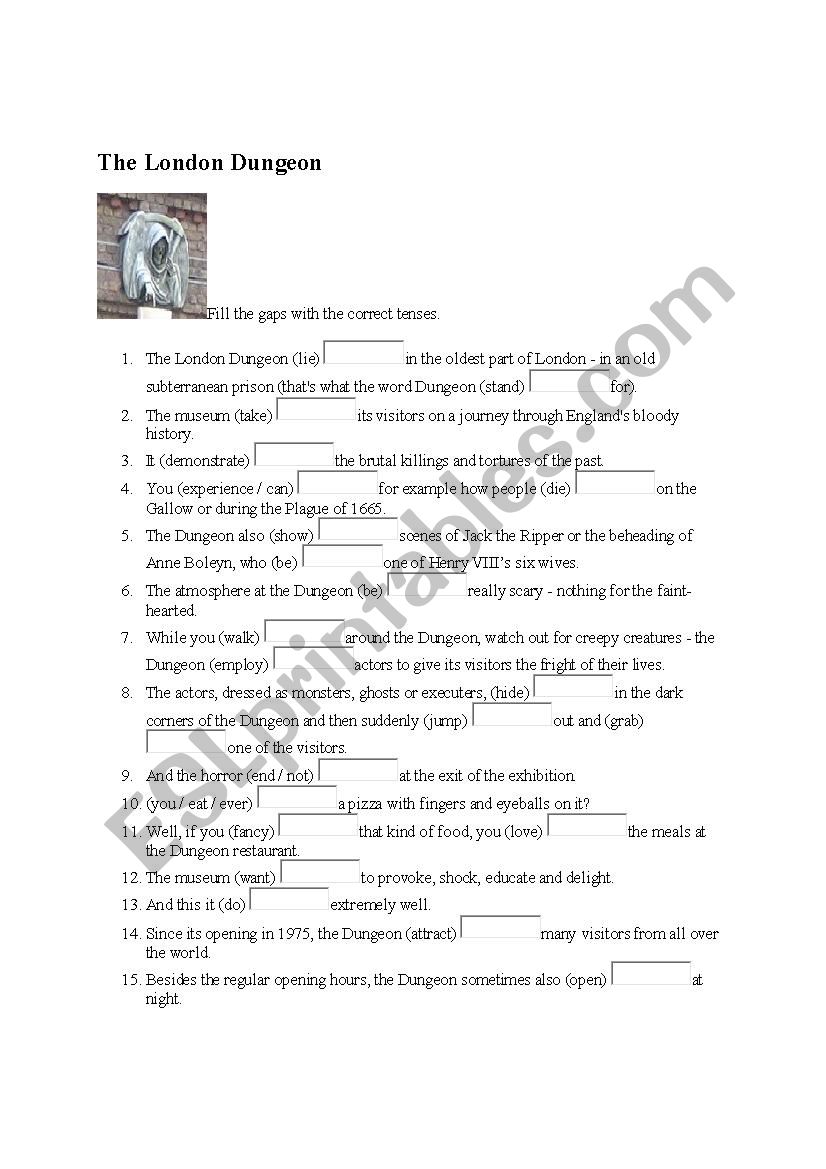 The London Dungeon Grammar  worksheet