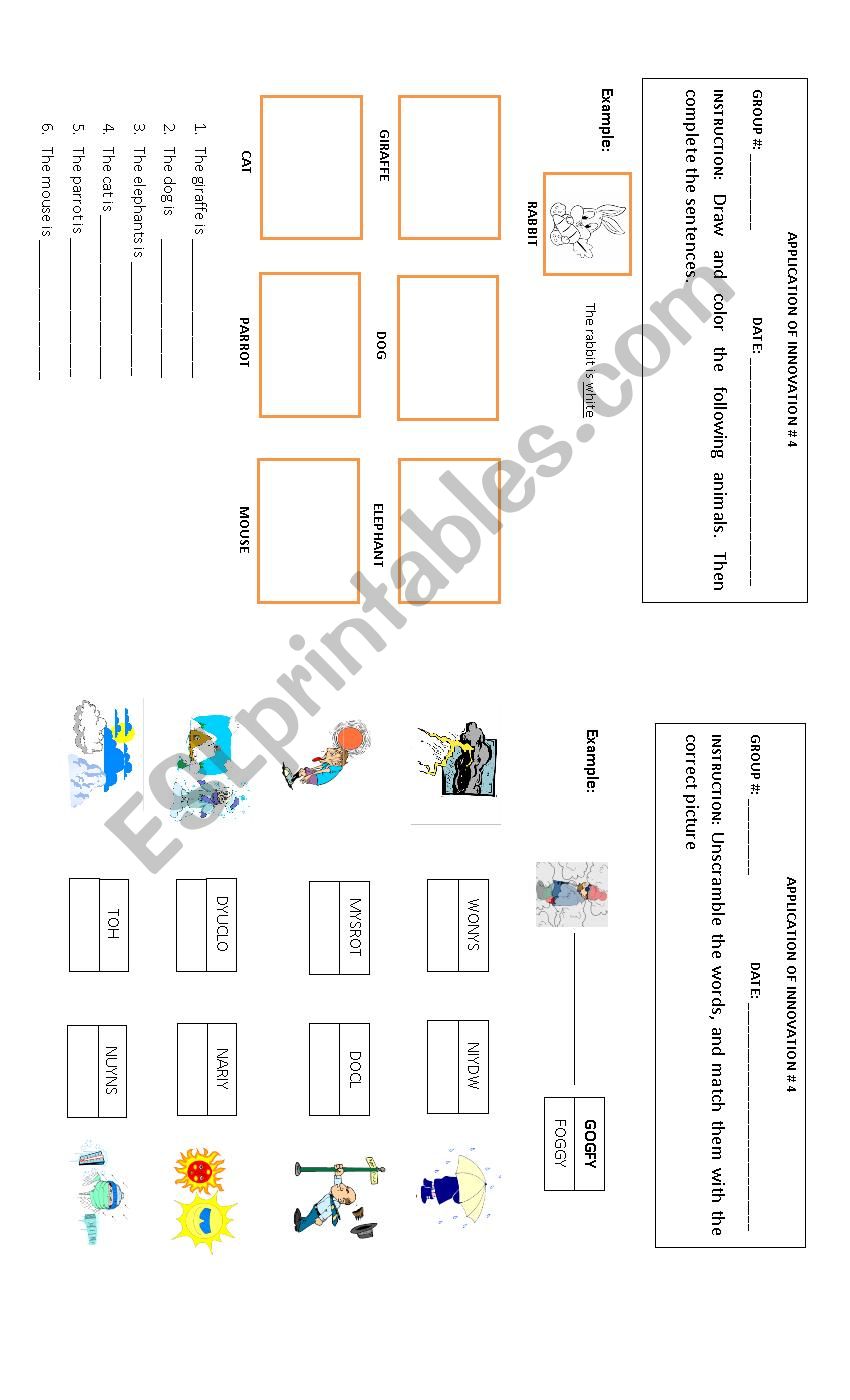 ANIMALS & WEATHER worksheet