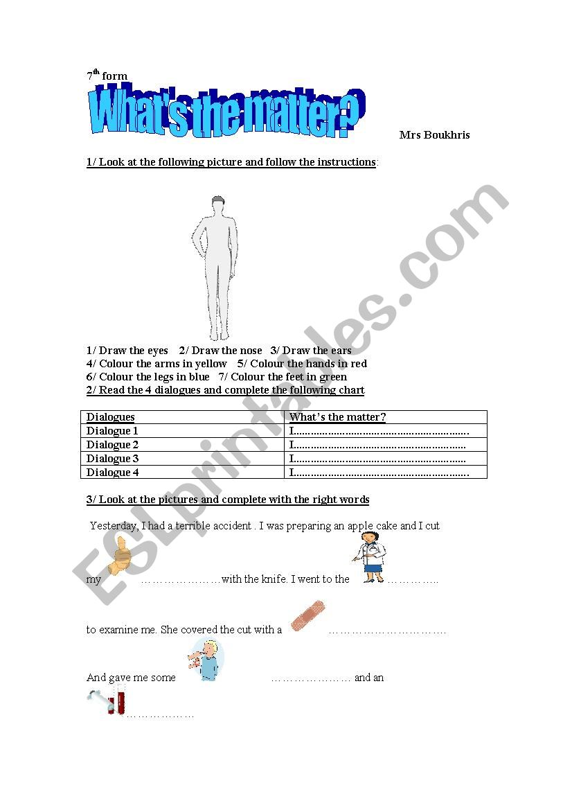 Whats the matter? worksheet