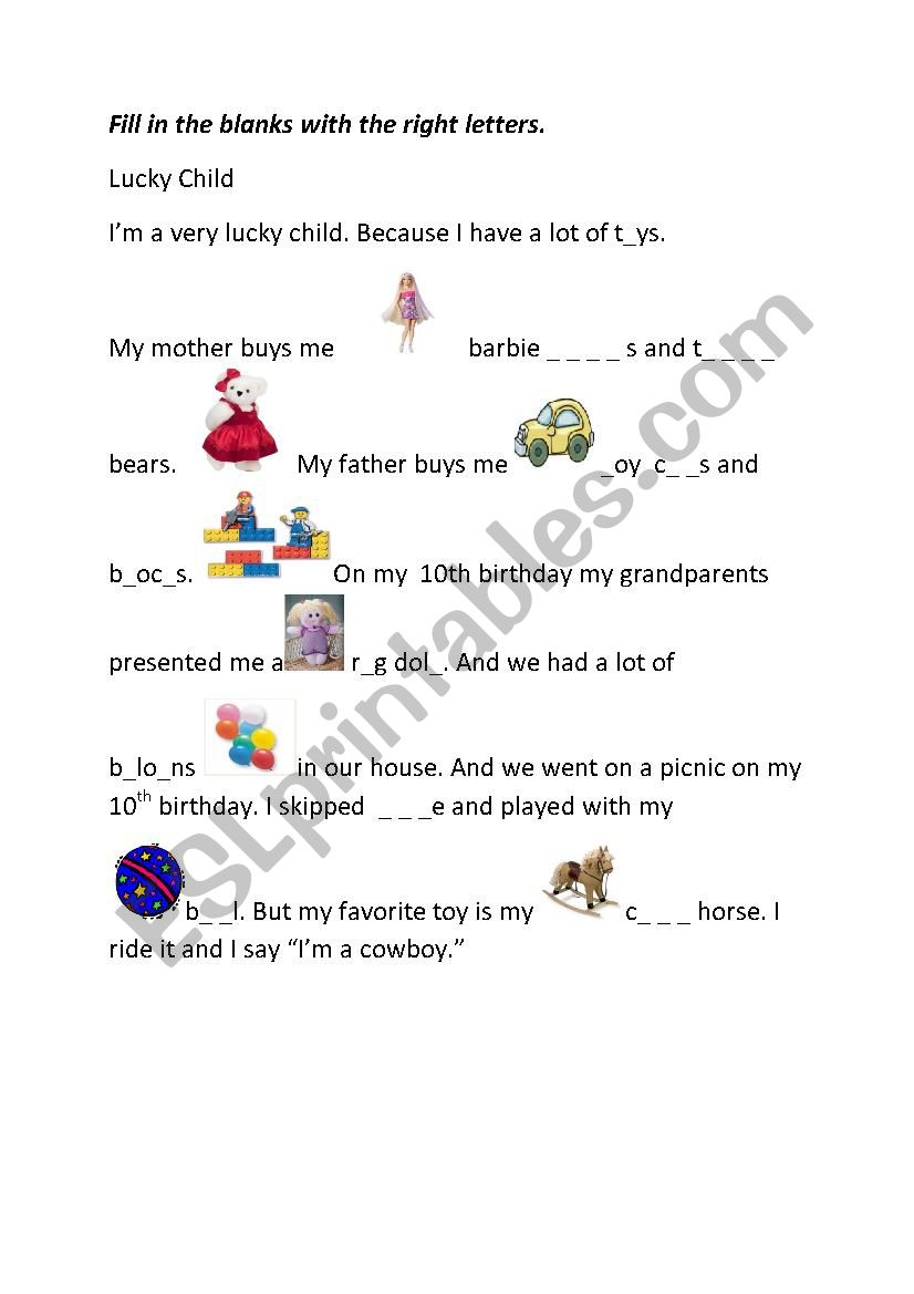 toys worksheet