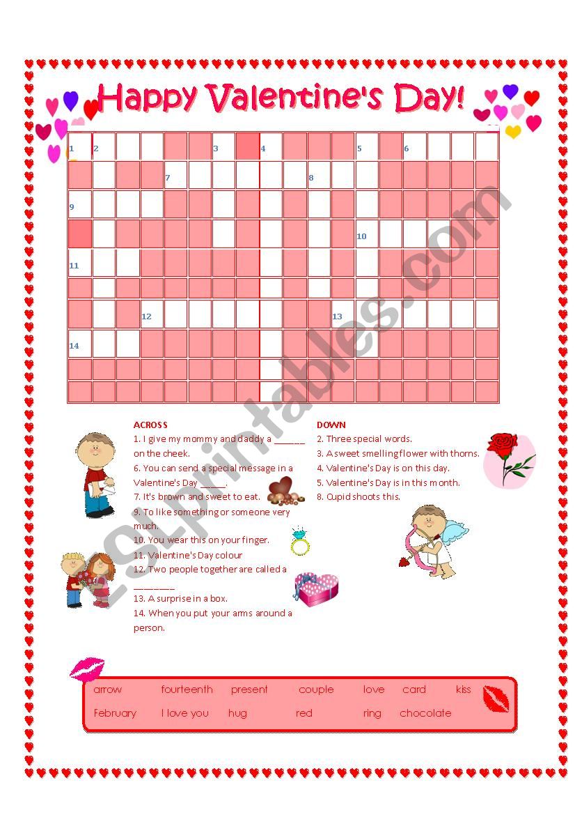 Valentines Day Crossword worksheet