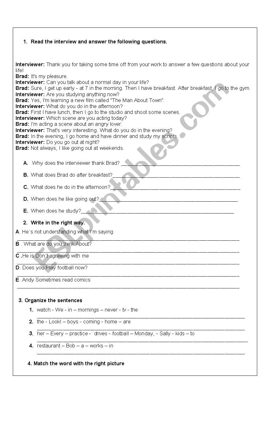 Class activity worksheet