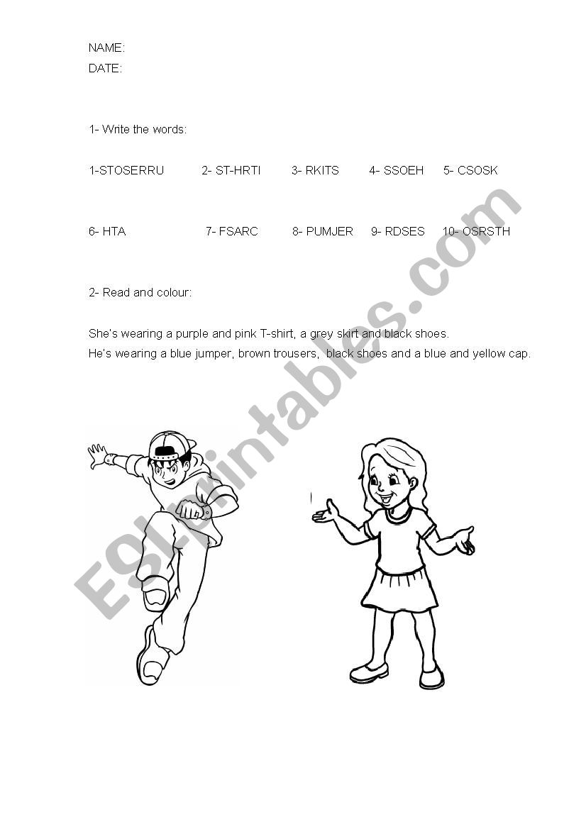 describing people test worksheet