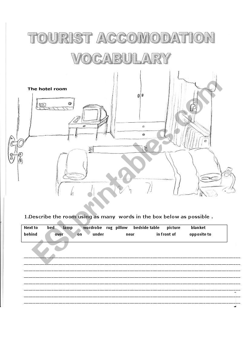 Tourist accomodation worksheet