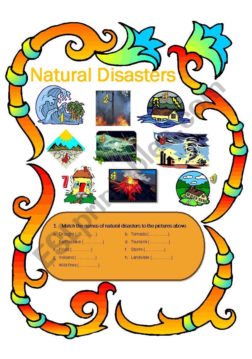 natural disasters worksheet