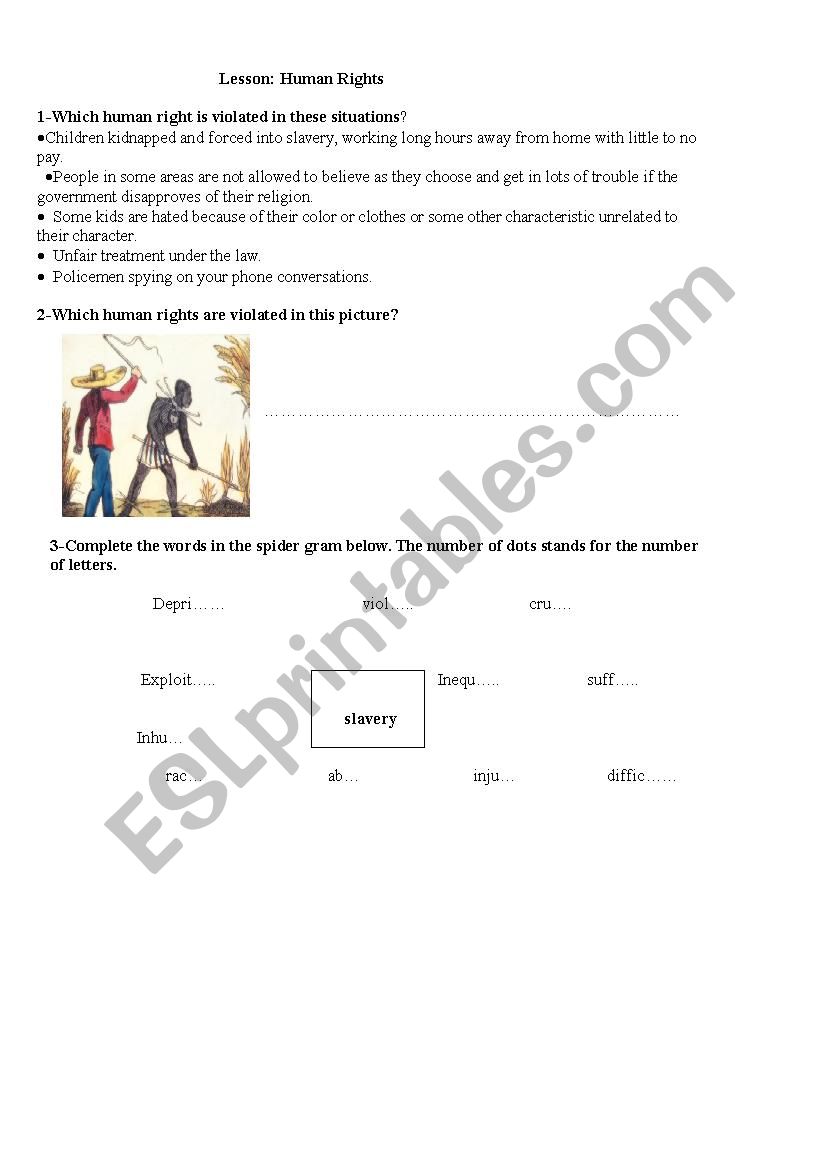 Human Rights worksheet